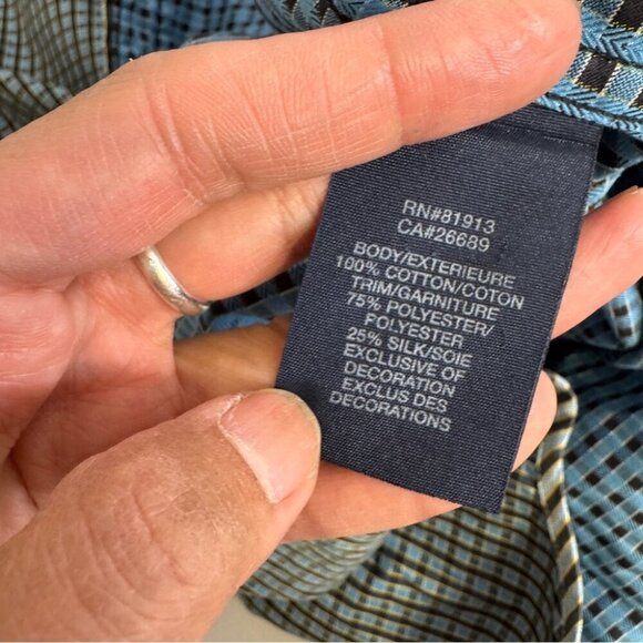 Robert Graham Button-Down Shirt Silk Trim Gingham Check Pattern Size S - Picture 10 of 15